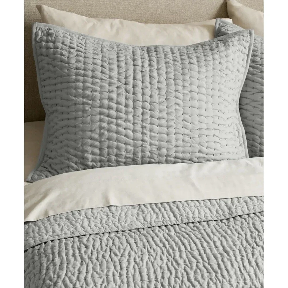 Quince European Linen Cotton Stitch Quilt Set King Mist NEW Rare OOS